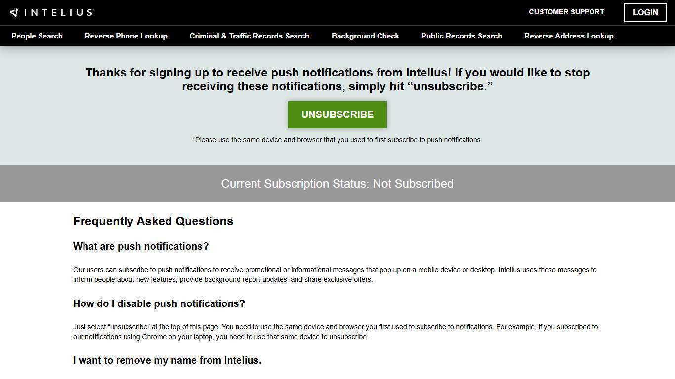 Unsubscribe - Intelius